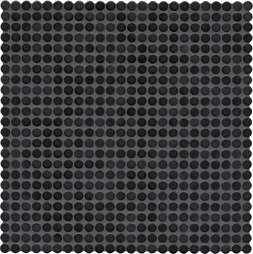 Modwalls PopDotz Porcelain Penny Round Tile | 1/2” Gloss | Anise Blend | Black | Colorful Modern & Midcentury tile for bathrooms, kitchens, backsplashes, showers, floors, pools & outdoors.
