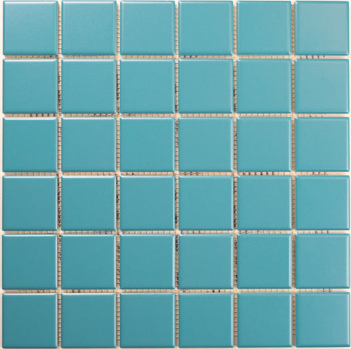 Modwalls ColorBlock 2 Porcelain Tile | Aruba | Blue | Colorful Modern & Midcentury tile for bathrooms, kitchens, backsplashes, showers, floors, pools & outdoors.