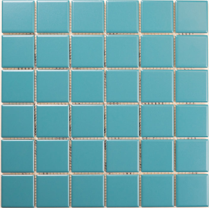 Modwalls ColorBlock 2 Porcelain Tile | Aruba | Blue | Colorful Modern & Midcentury tile for bathrooms, kitchens, backsplashes, showers, floors, pools & outdoors.