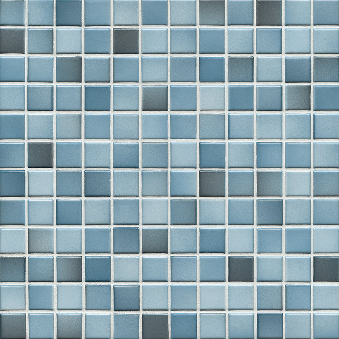 Modwalls Mediterranean Mosaic Porcelain Tile | Barcelona Blend Gloss | Blue | Colorful Modern & Midcentury tile for bathrooms, kitchens, backsplashes, showers, floors, pools & outdoors.