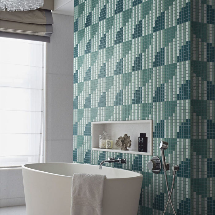 This depicts a custom porcelain mosaic tile pattern.