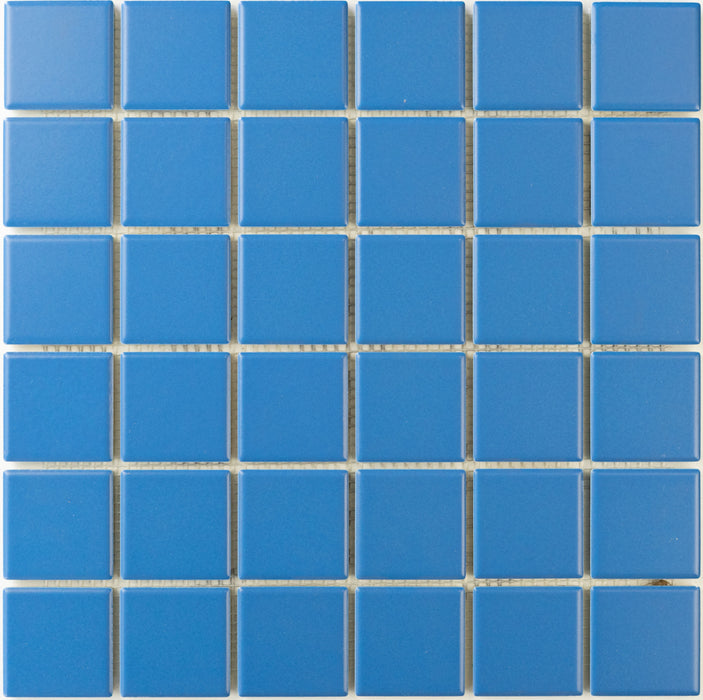 Sample of Modwalls ColorBlock 2 Porcelain Tile | Blue Jay | Blue tile | Colorful Modern & Midcentury tile for bathrooms, kitchens, backsplashes, showers, floors, pools & outdoors.