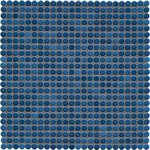 Modwalls PopDotz Porcelain Penny Round Tile | 1/2” Gloss | Berry Blend | Blue | Colorful Modern & Midcentury tile for bathrooms, kitchens, backsplashes, showers, floors, pools & outdoors.