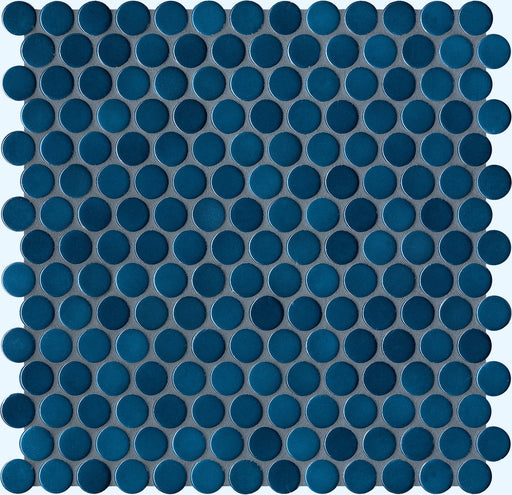 Modwalls PopDotz Porcelain Penny Round Tile | 1” Gloss | Blueberry Blend | Blue | Colorful Modern & Midcentury tile for bathrooms, kitchens, backsplashes, showers, floors, pools & outdoors.