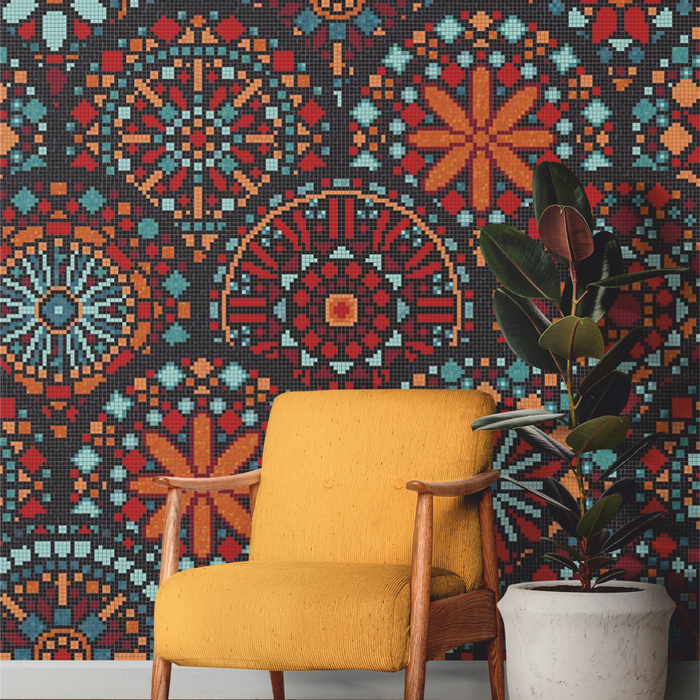 This depicts a custom glass tile pattern.