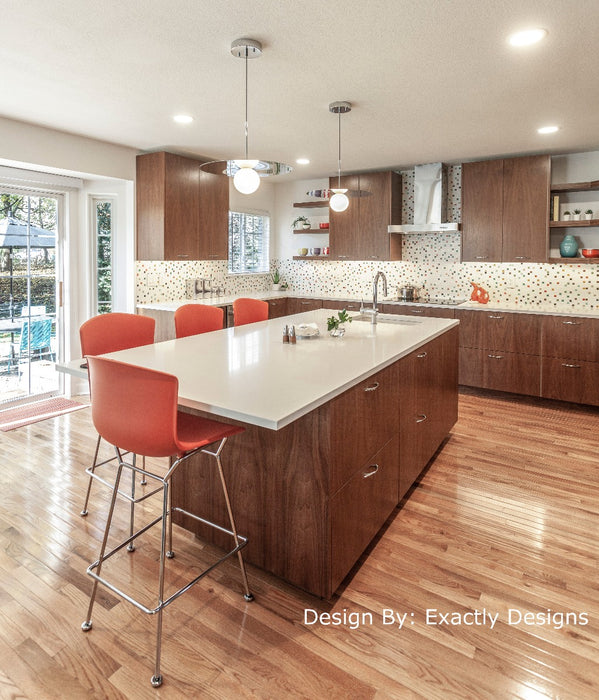 Modwalls Brio Glass Mosaic Tile | Atomic Blend | Pictured on a kitchen backsplash | Colorful Modern & Midcentury glass tile for kitchens, bathrooms, backsplashes, showers, pools & outdoors.