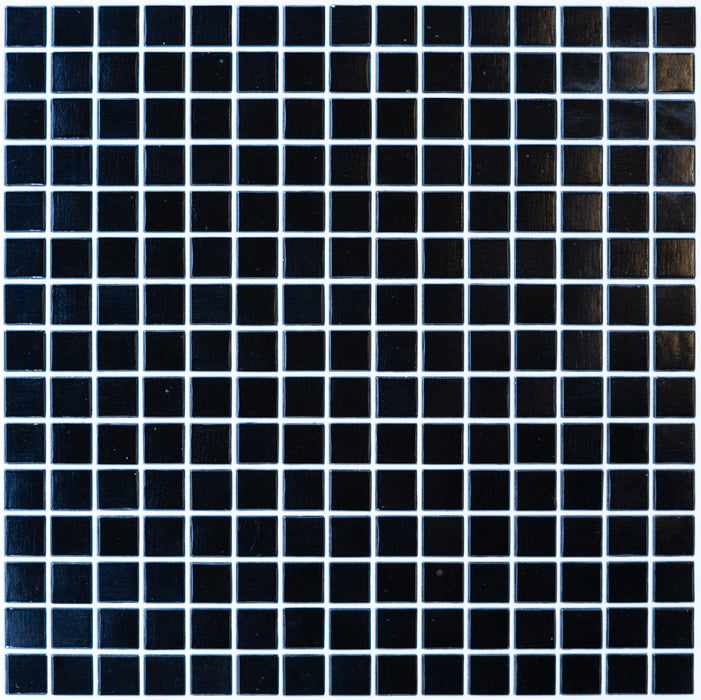 Modwalls Brio Glass Mosaic Tile | Black | Colorful Modern & Midcentury glass tile for kitchens, bathrooms, backsplashes, showers, pools & outdoors.