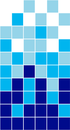 Sample of Modwalls Brio Glass Mosaic Gradient Tile | Pacific Gradient | Gradient of blue and white | Colorful Modern & Midcentury glass tile for kitchens, bathrooms, backsplashes, showers, pools & outdoors.