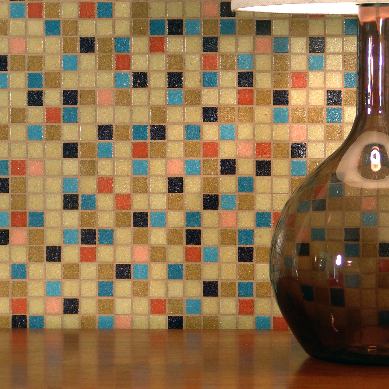 Modwalls Brio Glass Mosaic Tile | Custom Blend | Colorful Modern & Midcentury glass tile for kitchens, bathrooms, backsplashes, showers, floors, pools & outdoors. Create your own custom tile blend using our 36 color palette inspired by midcentury modern and retro design.