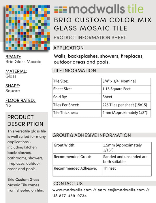 Brio Glass Mosaic Tile | Custom Color Mix