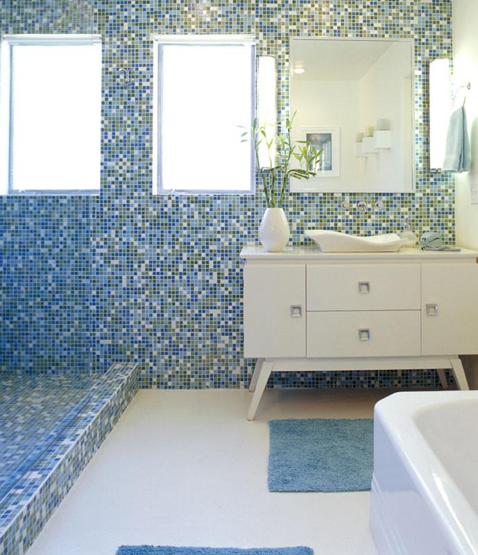 Modwalls Brio Glass Mosaic Tile | Custom Blend | Colorful Modern & Midcentury glass tile for kitchens, bathrooms, backsplashes, showers, floors, pools & outdoors. 