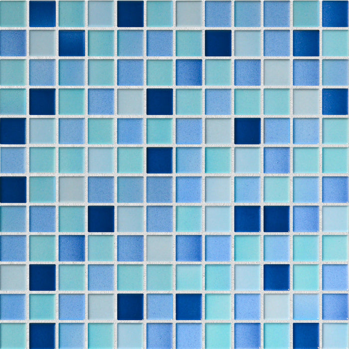 Modwalls Mediterranean Mosaic Porcelain Tile | Cannes Blend Gloss | Blue | Colorful Modern & Midcentury tile for bathrooms, kitchens, backsplashes, showers, floors, pools & outdoors.