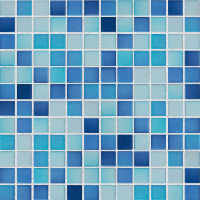 Modwalls Mediterranean Mosaic Porcelain Tile | Cannes Blend Matte | Blue | Colorful Modern & Midcentury tile for bathrooms, kitchens, backsplashes, showers, floors, pools & outdoors.