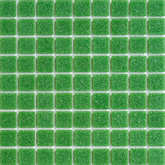 Sample of Modwalls Brio Glass Mosaic Tile | Cilantro | Green | Colorful Modern & Midcentury glass tile for kitchens, bathrooms, backsplashes, showers, pools & outdoors.