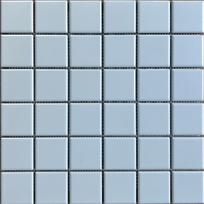 Sample of Modwalls ColorBlock 2 Porcelain Tile | Swell | Blue tile | Colorful Modern & Midcentury tile for bathrooms, kitchens, backsplashes, showers, floors, pools & outdoors.