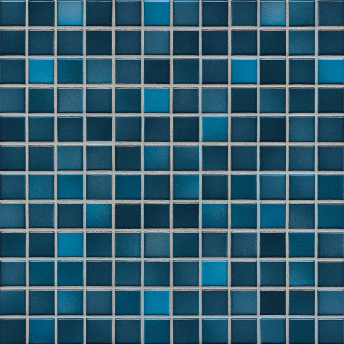 Modwalls Mediterranean Mosaic Porcelain Tile | Corfu Blend Gloss | Blue | Colorful Modern & Midcentury tile for bathrooms, kitchens, backsplashes, showers, floors, pools and outdoors.