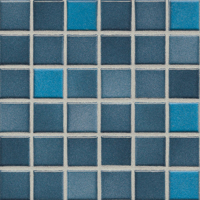 Sample of Modwalls Mediterranean Mosaic Porcelain Tile | Corfu Blend Matte | Blue | Colorful Modern & Midcentury tile for bathrooms, kitchens, backsplashes, showers, floors, pools & outdoors.