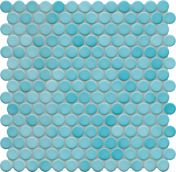 Modwalls PopDotz Porcelain Penny Round Tile | 1” Gloss | Cotton Candy Blend | Blue | Colorful Modern & Midcentury tile for bathrooms, kitchens, backsplashes, showers, floors, pools & outdoors.