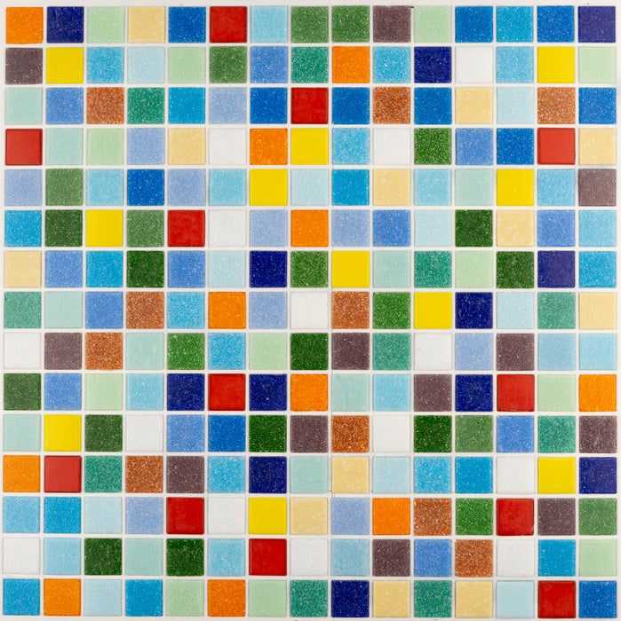 Customizable Brio Glass Mosaic Tile | Create your own custom tile color blend using our 36 color palette. Suitable for kitchens, bathrooms, outdoor applications, showers, backsplashes and pools. A great option for midcentury modern enthusiasts.