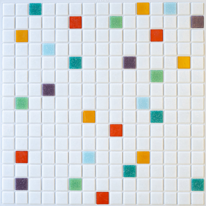 Modwalls Brio Glass Mosaic Tile | Palm Springs Blend | Multicolor | Colorful Modern & Midcentury glass tile for kitchens, bathrooms, backsplashes, showers, pools & outdoors.