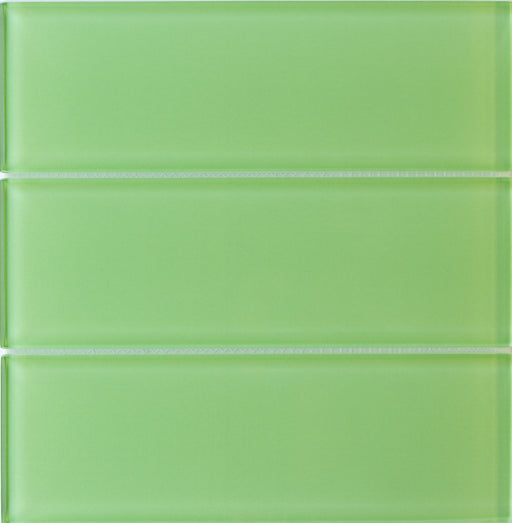 Modwalls Lush Glass Subway Tile | 3x9 in Wasabi | Green | Colorful Modern glass tile for bathrooms, showers, kitchen, backsplashes, pools & outdoors.