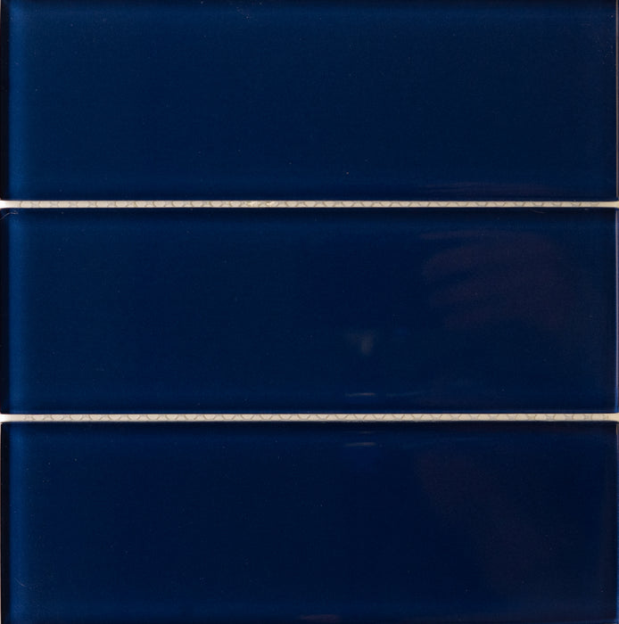 Modwalls Lush Glass Subway Tile | 3x9 in Midnight | Blue | Colorful Modern glass tile for bathrooms, showers, kitchen, backsplashes, pools & outdoors.