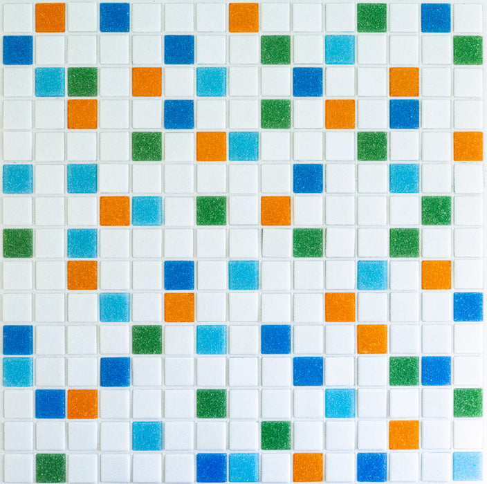 Modwalls Brio Glass Mosaic Tile | Sausalito Blend | Multicolor | Colorful Modern & Midcentury glass tile for kitchens, bathrooms, backsplashes, showers, pools & outdoors.