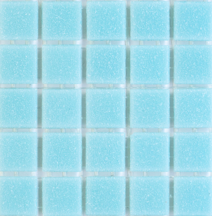 Sample of Modwalls Brio Glass Mosaic Tile | Dreamy | Blue close up | Colorful Modern & Midcentury glass tile for kitchens, bathrooms, backsplashes, showers, pools & outdoors.