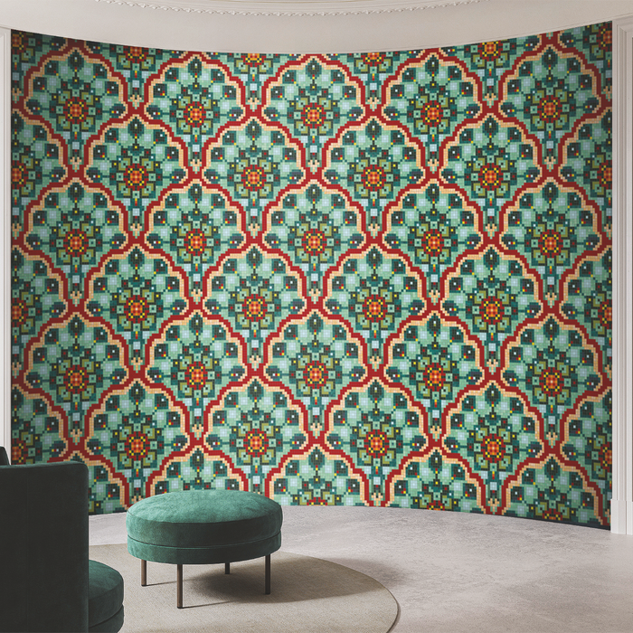This depicts a custom glass tile pattern.