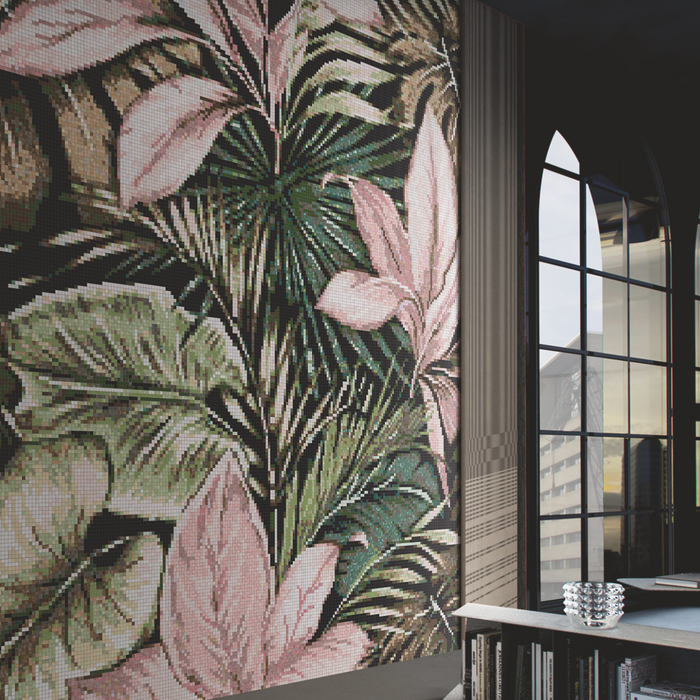 This depicts a custom glass tile mural.