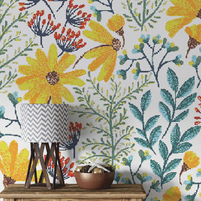 This depicts a custom glass tile mural.