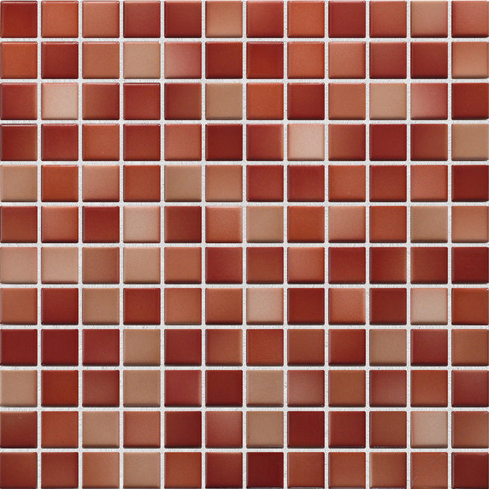 Modwalls Mediterranean Mosaic Porcelain Tile | Genoa Blend Gloss | Red | Colorful Modern & Midcentury tile for bathrooms, kitchens, backsplashes, showers, floors, pools & outdoors.
