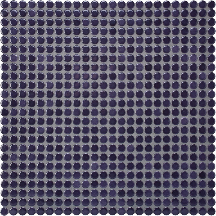 Modwalls PopDotz Porcelain Penny Round Tile | 1/2” Gloss | Grape Blend | Purple | Colorful Modern & Midcentury tile for bathrooms, kitchens, backsplashes, showers, floors, pools & outdoors.