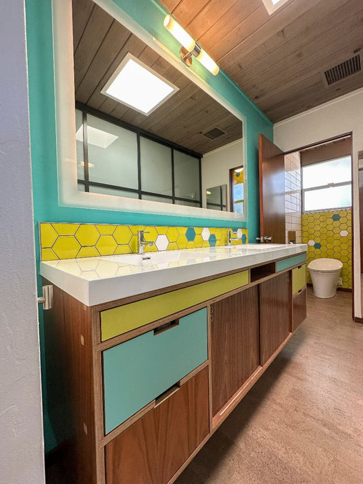 Modwalls Kiln Handmade Ceramic Tile | 4” Hexagon | Colorful Modern tile for backsplashes, kitchens, bathrooms, showers & feature areas. 