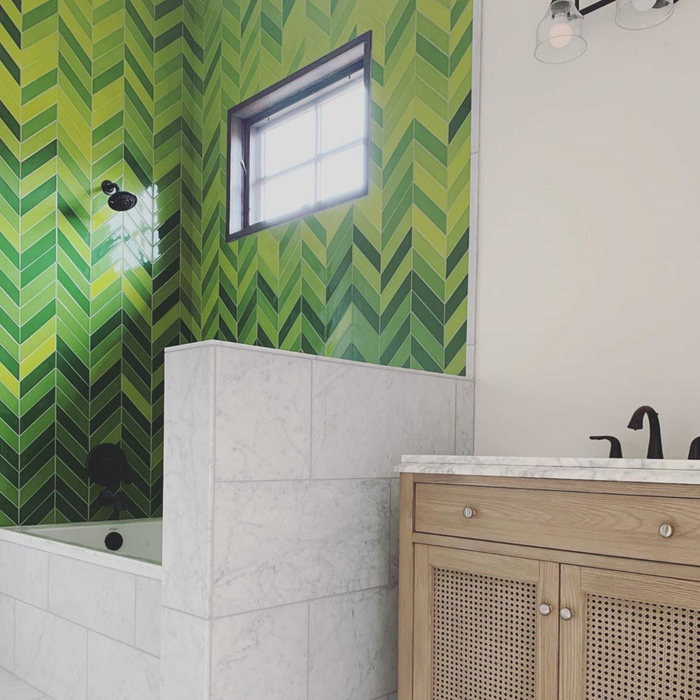 Modwalls Kiln Handmade Ceramic Tile | Chevron| Colorful Modern tile for backsplashes, kitchens, bathrooms, showers & feature areas.