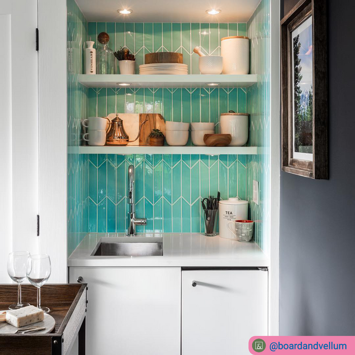 Modwalls Kiln Handmade Ceramic Tile | Chevron | Colorful Modern tile for backsplashes, kitchens, bathrooms, showers & feature areas.