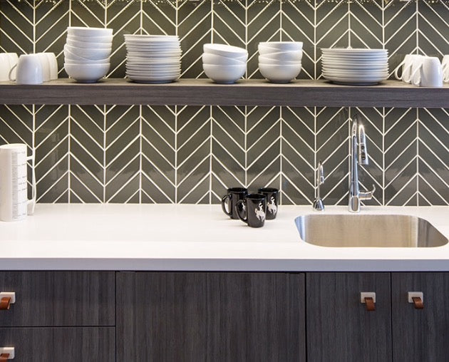 Modwalls Kiln Handmade Ceramic Tile | Chevron| Colorful Modern tile for backsplashes, kitchens, bathrooms, showers & feature areas.