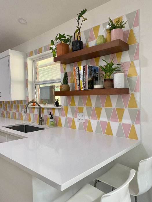 Modwalls Kiln Handmade Ceramic Tile | Wedge | Colorful Modern tile for backsplashes, kitchens, bathrooms, showers & feature areas. 