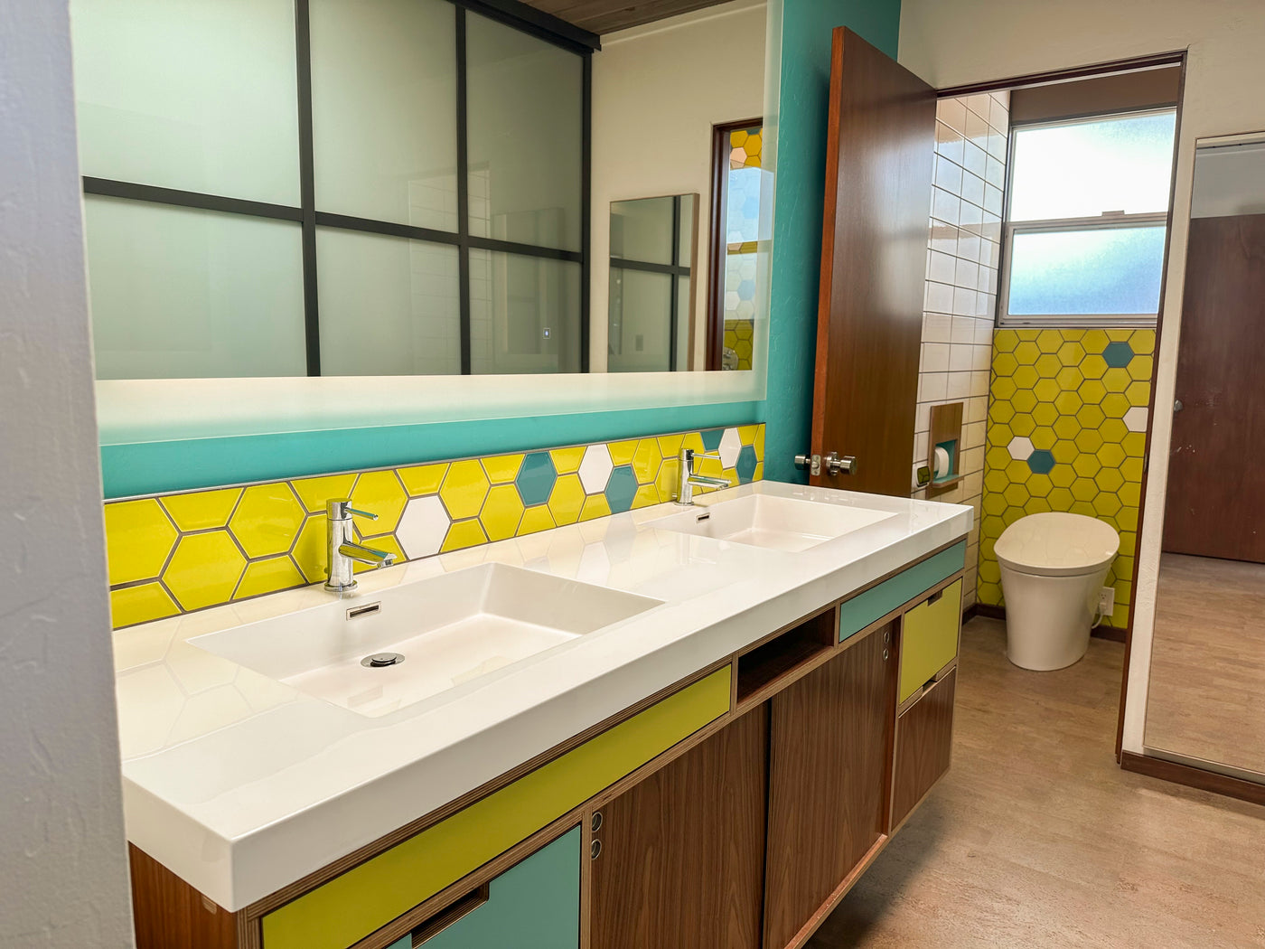 Modwalls Kiln Handmade Ceramic Tile | Hexagon | Colorful Modern tile for backsplashes, kitchens, bathrooms, showers & feature areas. 