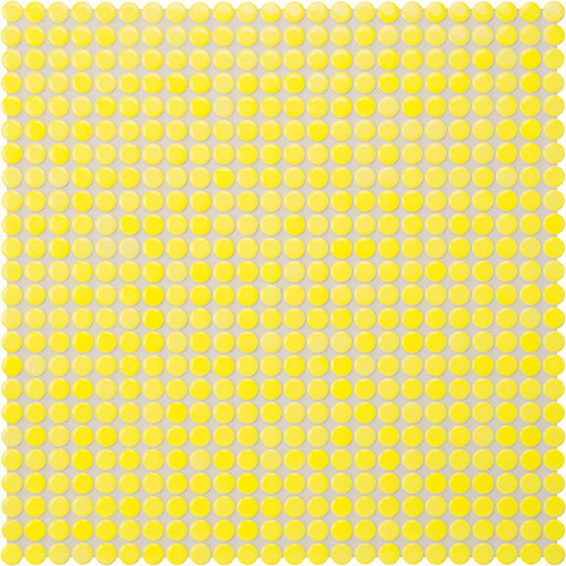 Modwalls PopDotz Porcelain Penny Round Tile | 1/2” Gloss | Lemon Drop Blend | Yellow | Colorful Modern & Midcentury tile for bathrooms, kitchens, backsplashes, showers, floors, pools & outdoors.