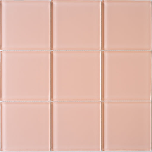 Modwalls Lush Glass Subway Tile | 4x4 in Afterglow pink | Colorful Modern glass tile for bathrooms, showers, kitchen, backsplashes, pools & outdoors.