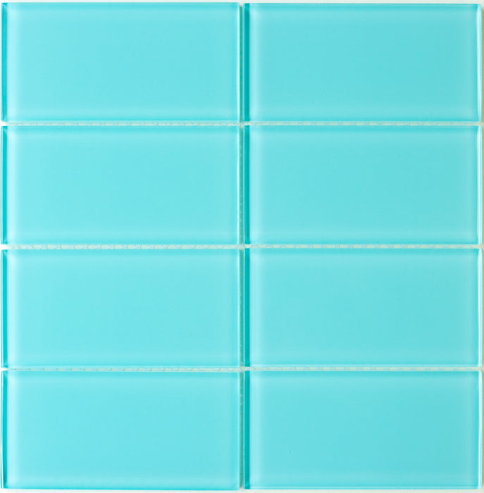 Modwalls Lush Glass Subway Tile | 3x6 in breaker blue | Colorful Modern glass tile for bathrooms, showers, kitchen, backsplashes, pools & outdoors.
