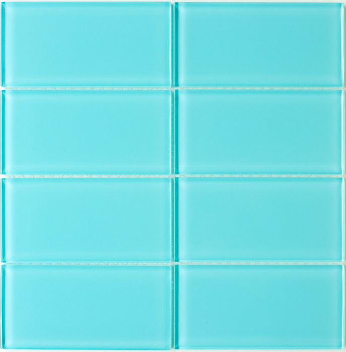 Modwalls Lush Glass Subway Tile | 3x6 in breaker blue | Colorful Modern glass tile for bathrooms, showers, kitchen, backsplashes, pools & outdoors. 