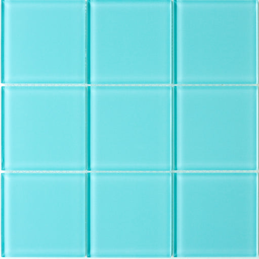 Modwalls Lush Glass Subway Tile | 4x4 in breaker blue | Colorful Modern glass tile for bathrooms, showers, kitchen, backsplashes, pools & outdoors. 