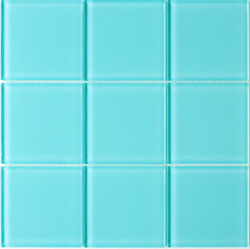 Modwalls Lush Glass Subway Tile | 4x4 in breaker blue | Colorful Modern glass tile for bathrooms, showers, kitchen, backsplashes, pools & outdoors.