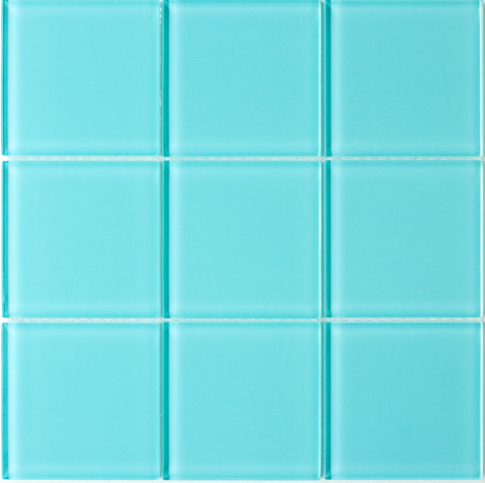 Modwalls Lush Glass Subway Tile | 4x4 in breaker blue | Colorful Modern glass tile for bathrooms, showers, kitchen, backsplashes, pools & outdoors.
