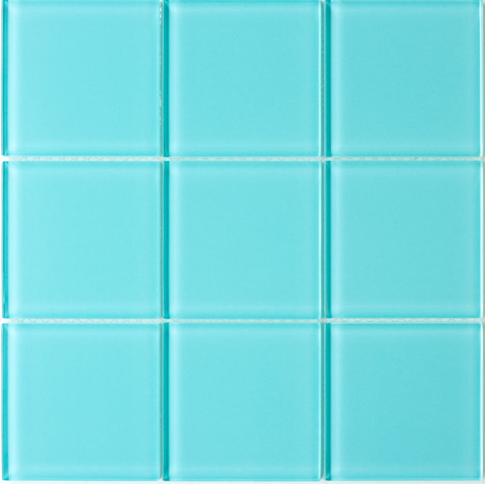 Modwalls Lush Glass Subway Tile | 4x4 in breaker blue | Colorful Modern glass tile for bathrooms, showers, kitchen, backsplashes, pools & outdoors. 