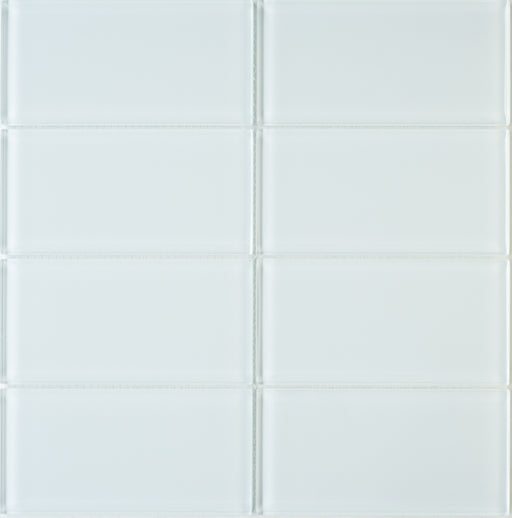 Modwalls Lush Glass Subway Tile | 3x6 in Cloud | White | Colorful Modern glass tile for bathrooms, showers, kitchen, backsplashes, pools & outdoors.