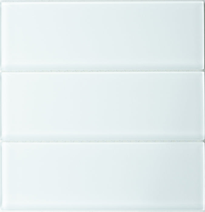 Modwalls Lush Glass Subway Tile | 3x9 Cloud | White | Colorful Modern glass tile for bathrooms, showers, kitchen, backsplashes, pools & outdoors.