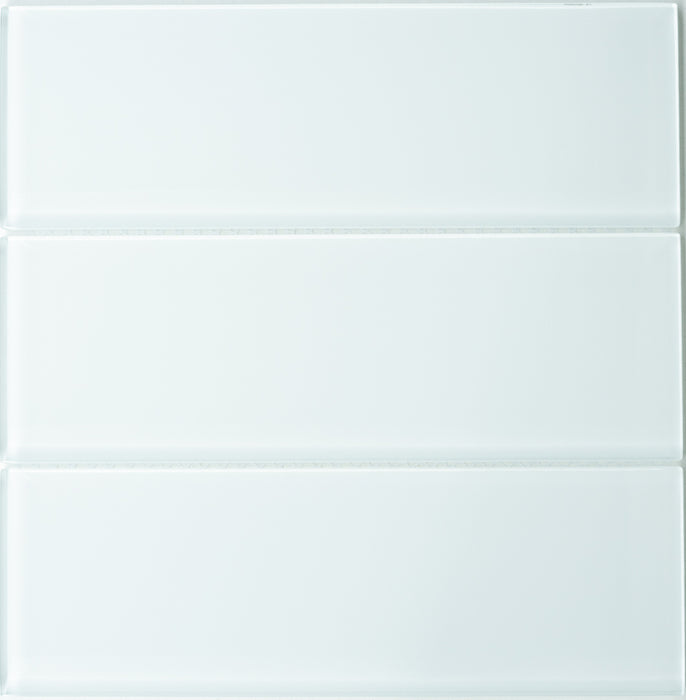 Modwalls Lush Glass Subway Tile | 4x12 Cloud | White | Colorful Modern glass tile for bathrooms, showers, kitchen, backsplashes, pools & outdoors.
